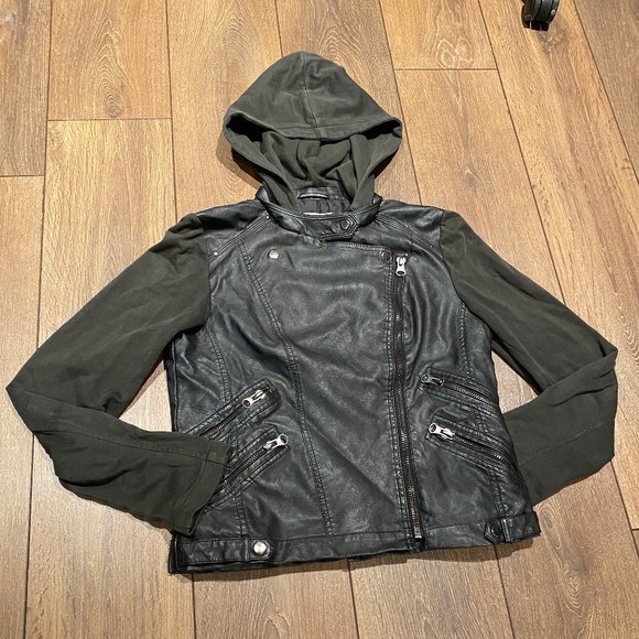 SILENCE AND NOISE Women's Vegan Leather Moto Jacket￨Size Large - Picture 9 of 16